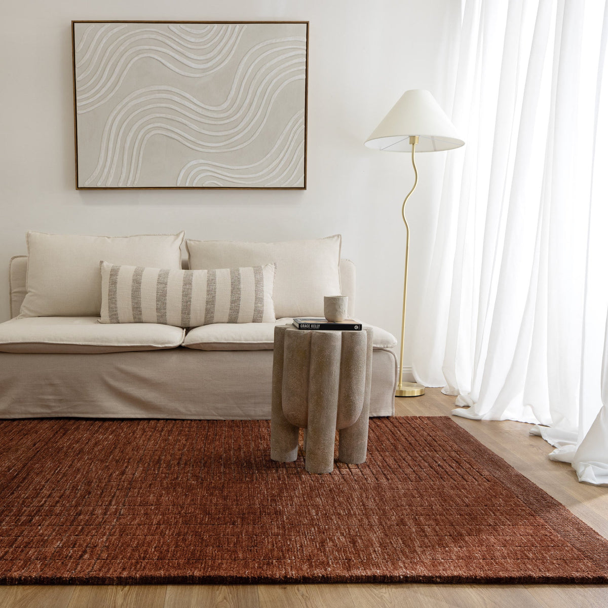 Ravine Terracotta Carved Rug - CANYON01