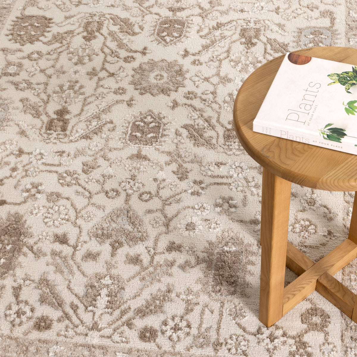 Cascadia Oriental Border Beige Rug