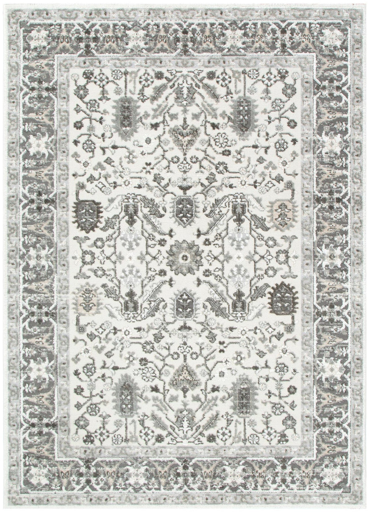 Cascadia Oriental Border Grey Rug