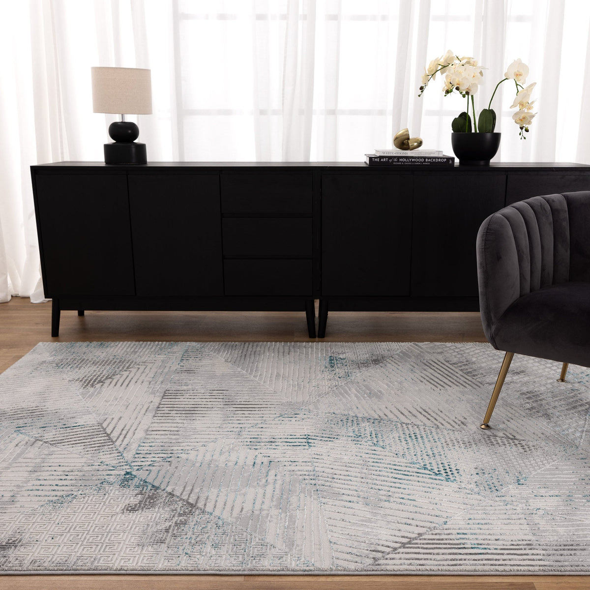 V003: Legacy Geometric Grey Blue Rug