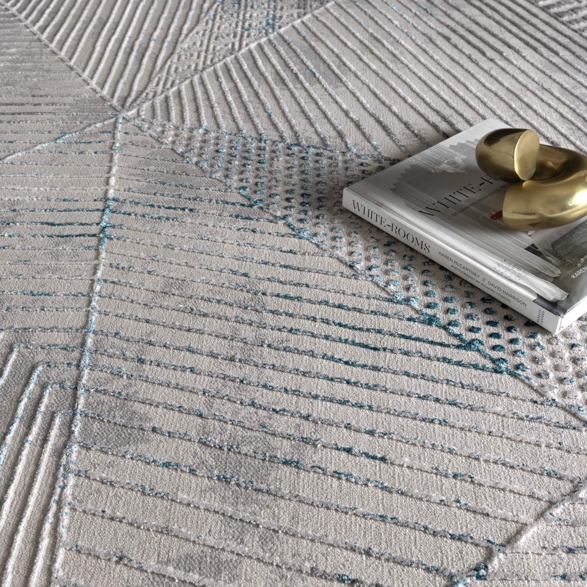 V003: Vestige Geometric Grey Blue Rug