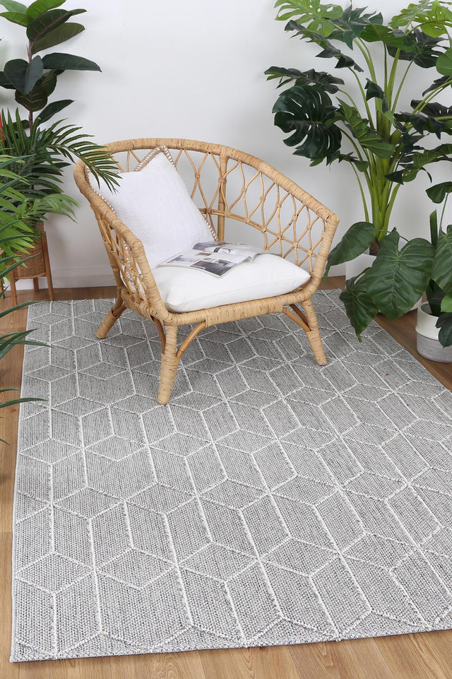 Vanuatu Isle Totori Ash Geometric Flatweave Rug