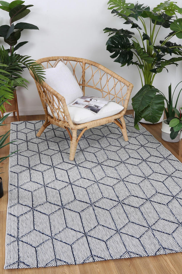 Vanuatu Isle Greenslade Charcoal Geometric Flatweave Rug