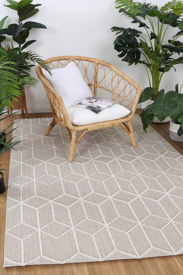 Vanuatu Isle Maemae Beige Geometric Flatweave Rug