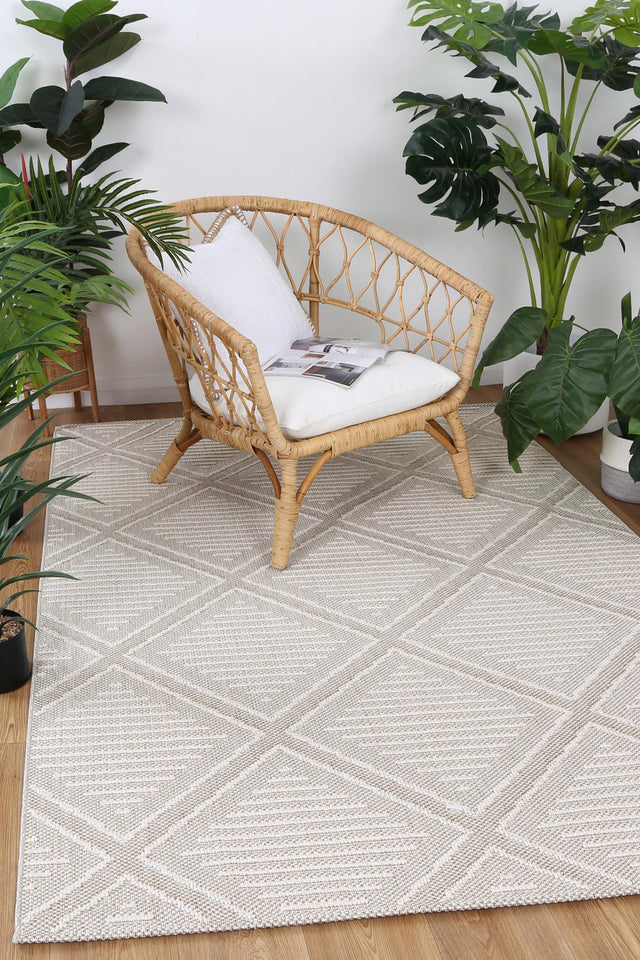 Vanuatu Isle Kenilorea Beige Geometric Flatweave Rug