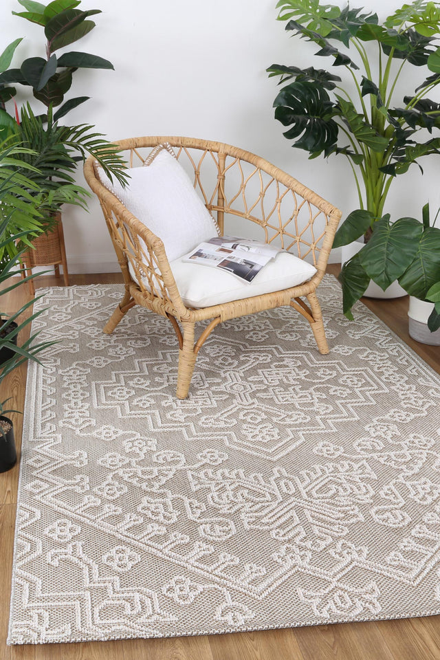 Vanuatu Isle Waita Beige Tribal Flatweave Rug