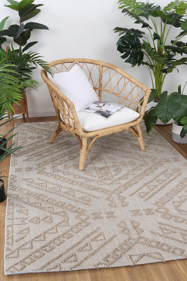Vanuatu Isle Kilifa Beige Tribal Flatweave Rug