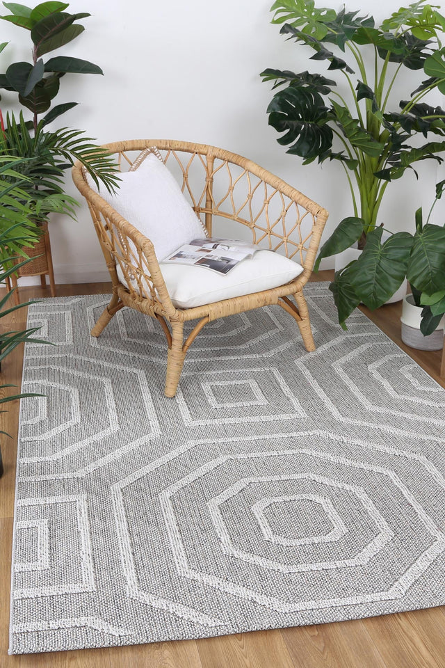 Vanuatu Isle Suri Ash Geometric Flatweave Rug