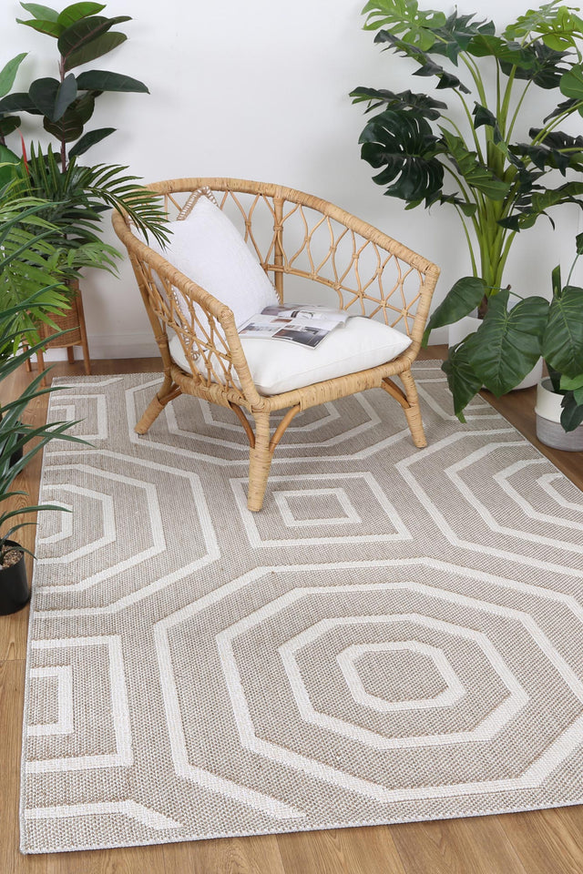 Vanuatu Isle Lui Beige Geometric Flatweave Rug