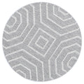 Vanuatu Devesi Grey Geometric Round Flatweave Rug