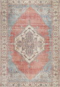 Distressed Vintage Belle Rust Blue Washable Rug - VITAL 3180-00
