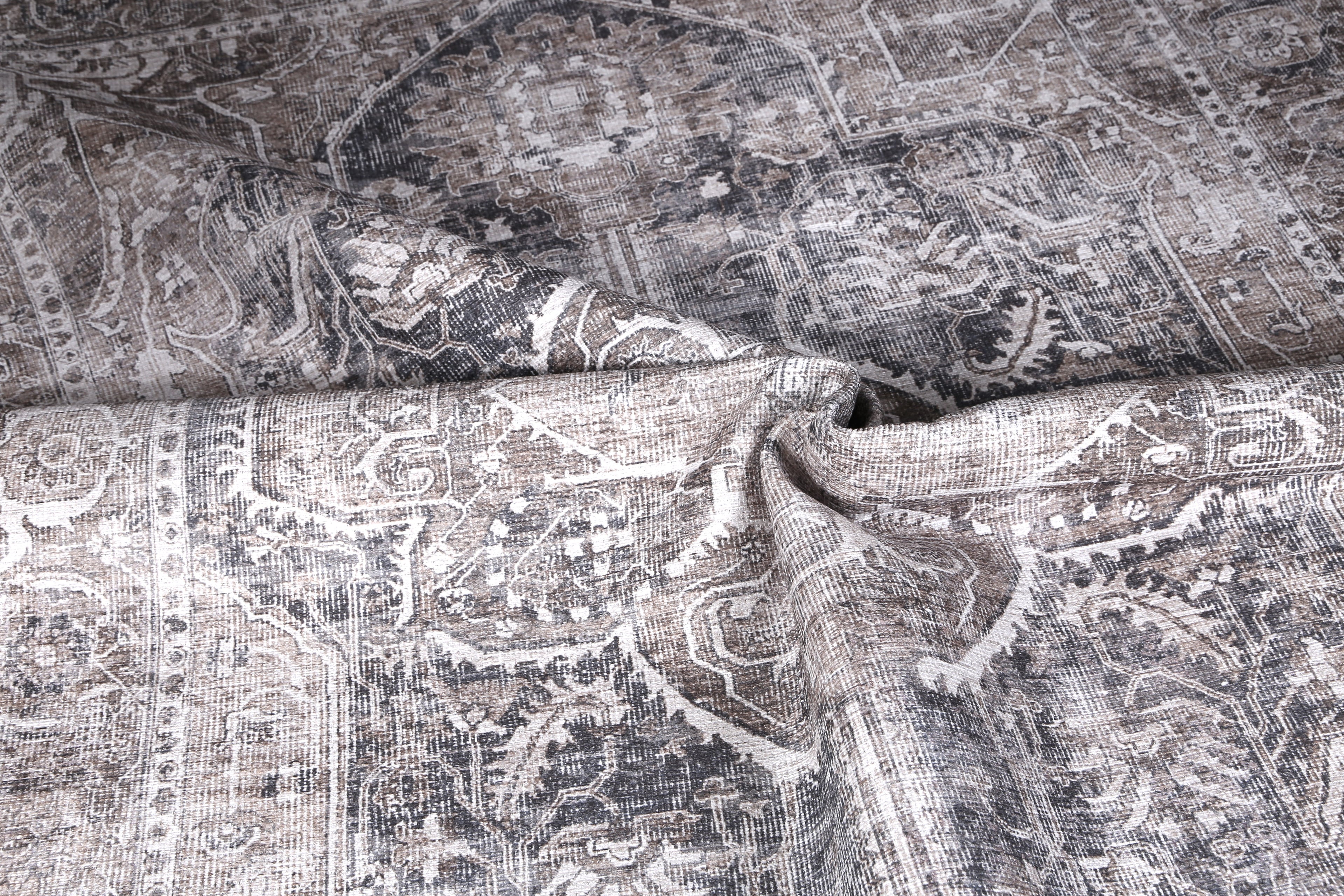 Distressed Vintage Kendra Ash Washable Rug - VITAL 3206-04