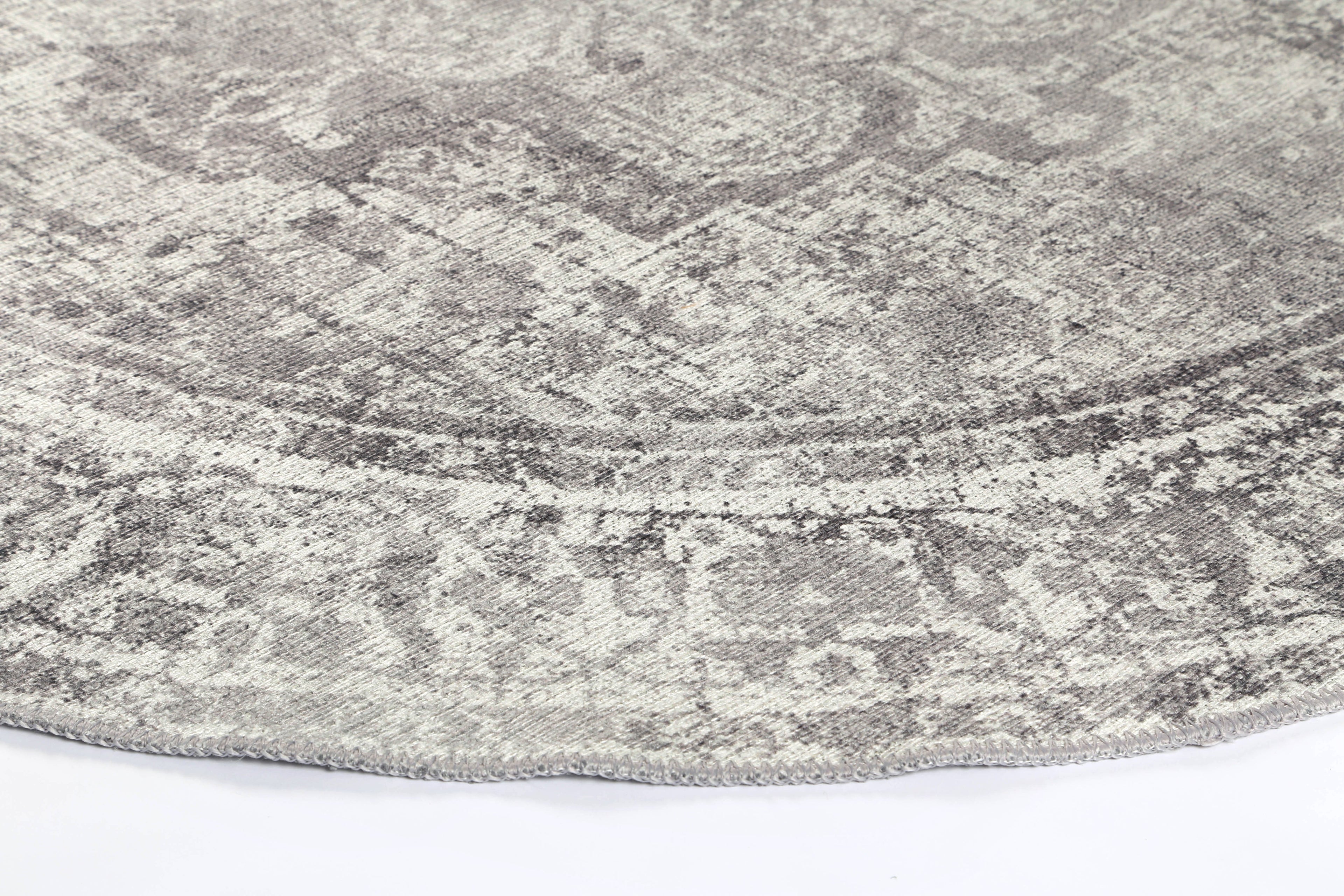 Distressed Vintage Chilaz Grey Round Rug - VITAL 2085-04