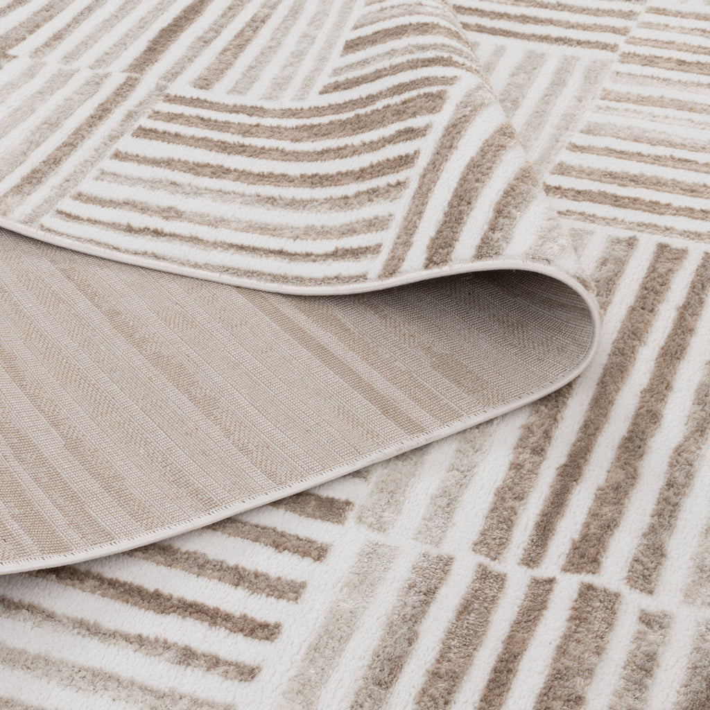 Wellington Geometric Lines Brown Rug - W001