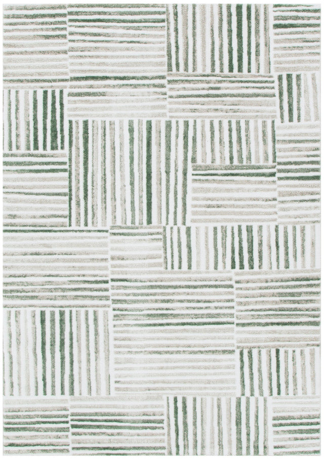 Wellesley Geometric Lines Green Rug - W005
