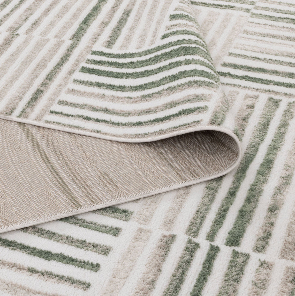 Wellington Geometric Lines Green Rug - W005