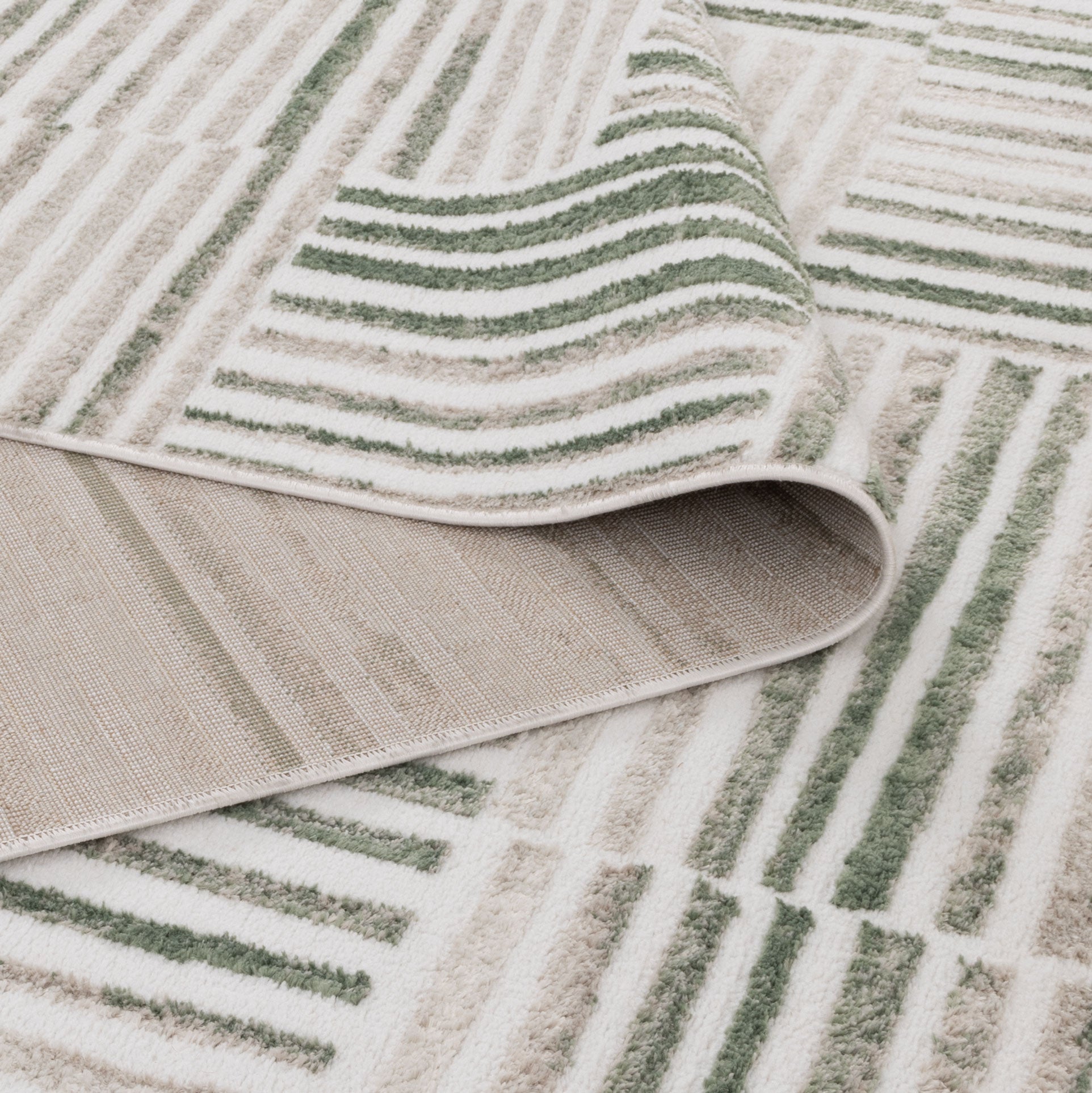 Wellington Geometric Lines Green Rug - W005