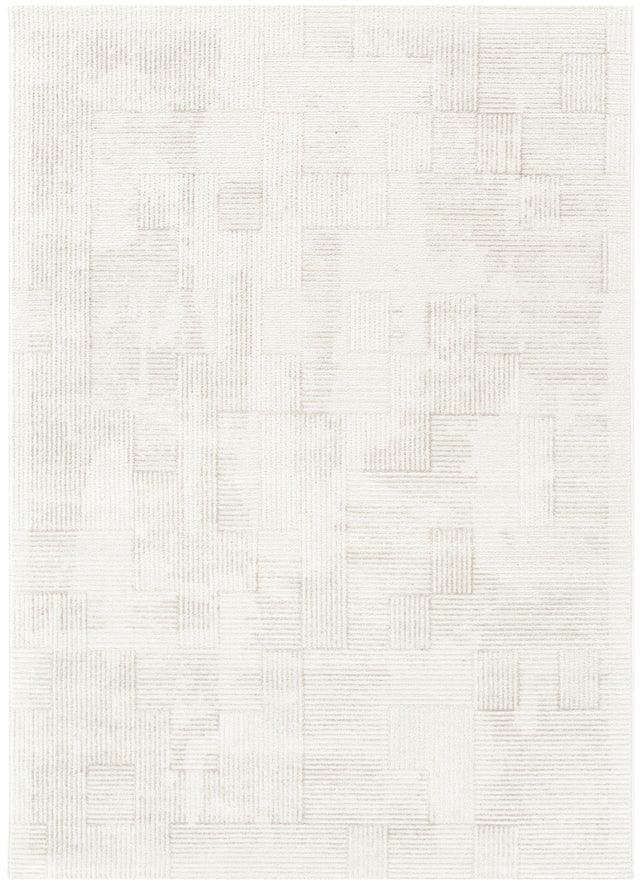 Wellesley Distressed Shapes Beige Rug - W006