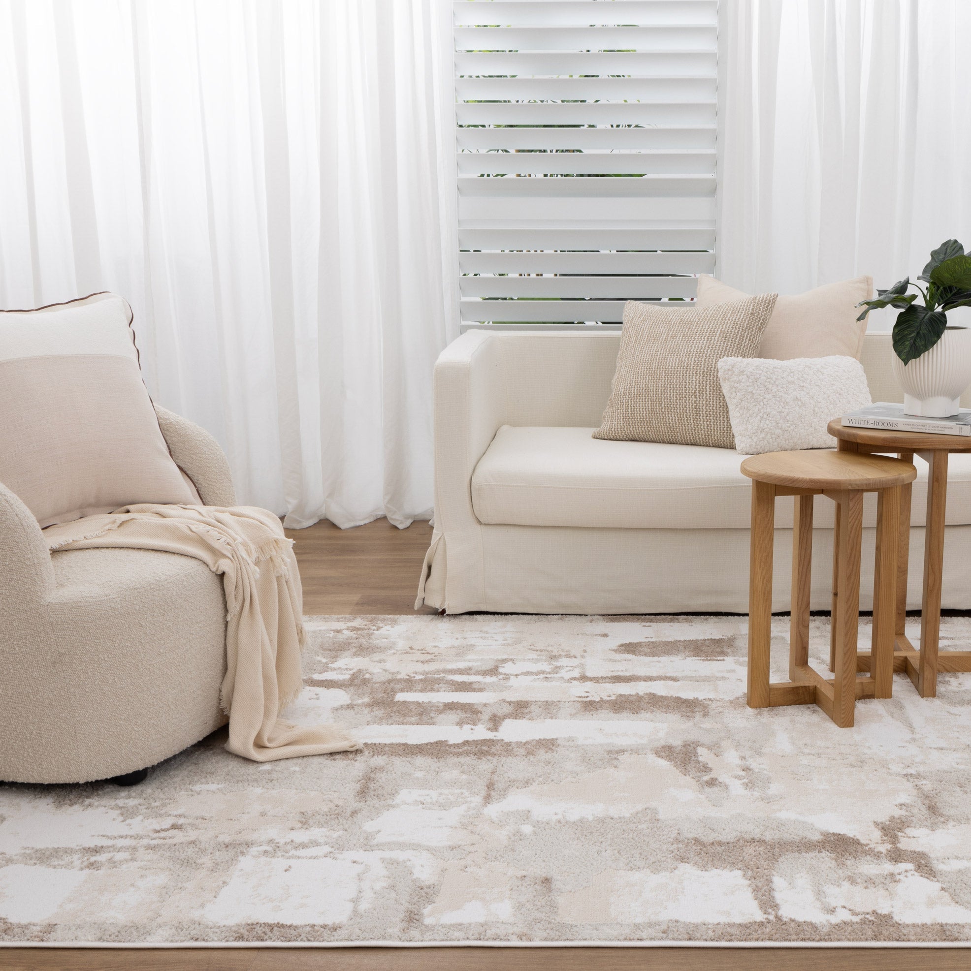 Wellington Abstract Wash Brown Rug - W007