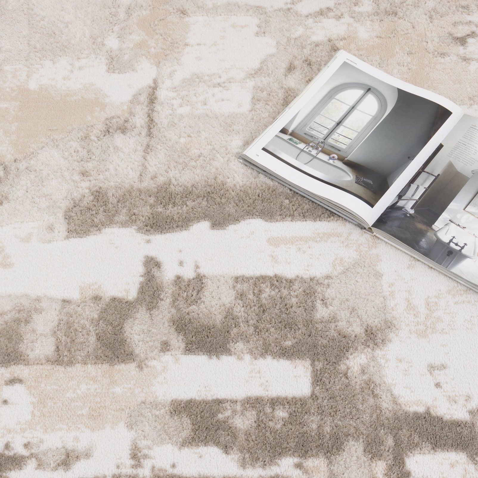 Wellington Abstract Wash Beige Rug - W008