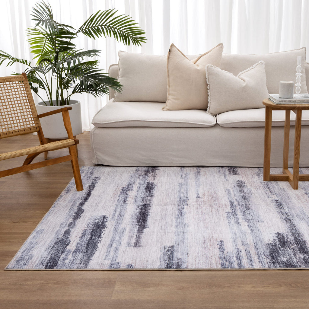 Washwell Blue Multi Abstract Machine Washable Rug - WASH006
